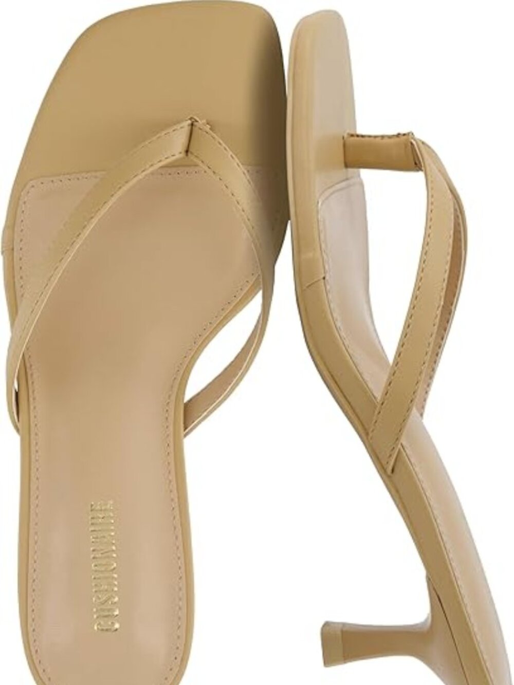 Miami Kitten Heels for Women, Thong Flip Flop Heeled Sandals with Memory Foam, S